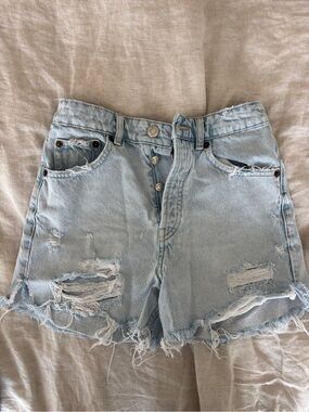 Light Blue Distressed Denim Women's Shorts